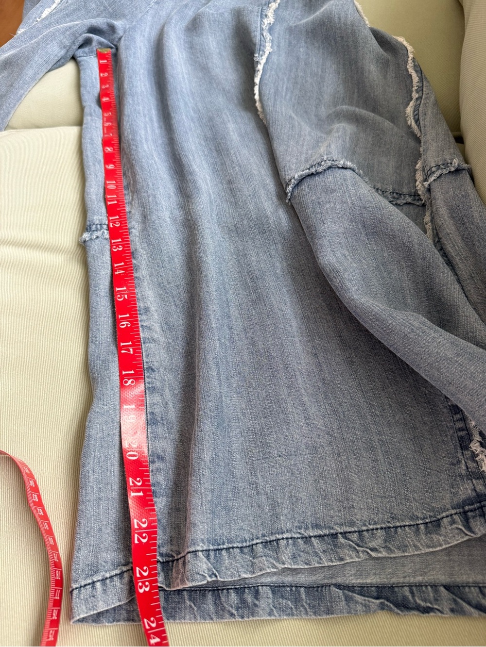 Easel Frayed Edge Design Tencel Wide-Leg Soft Pants in Faded Blue, Size 2X - Picture 11 of 11